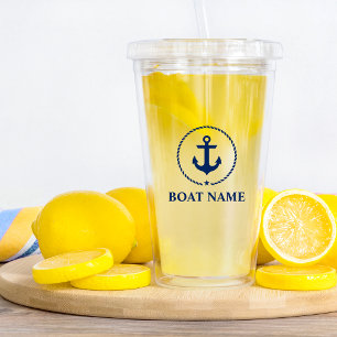 Nautical Anchor Star Boat Name Acrylic Tumbler