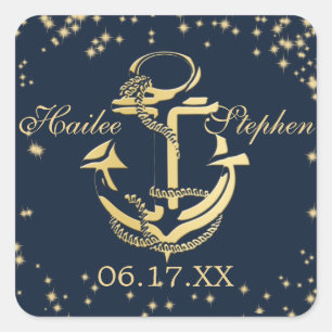 Nautical Anchor Starry Sky Square Sticker
