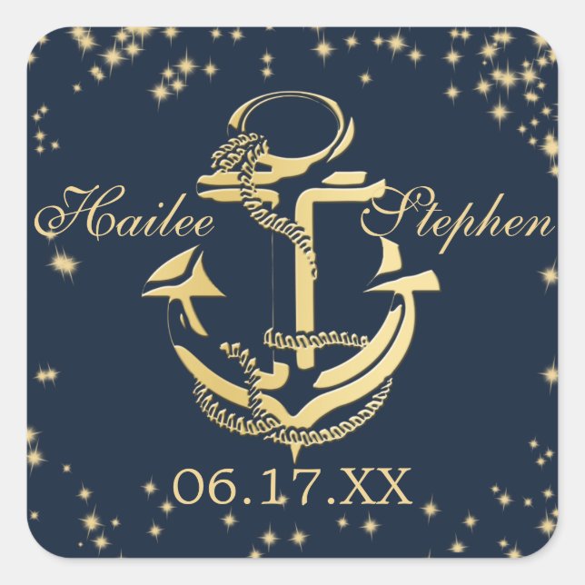 Nautical Anchor Starry Sky Square Sticker (Front)
