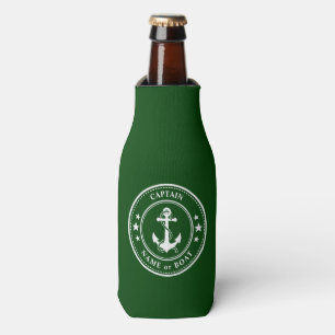Nautical Anchor Stars Captain Boat or Name green Bottle Cooler