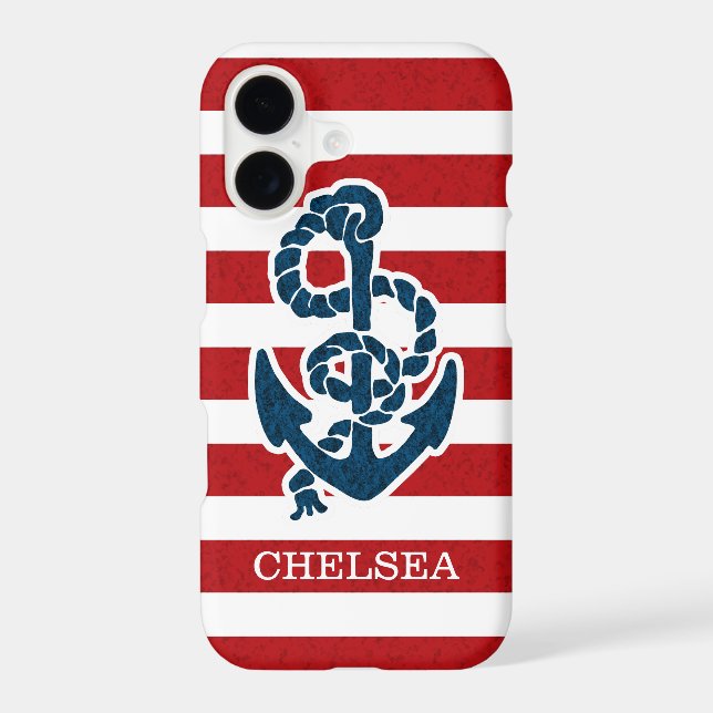 Nautical Anchor Stripe Pattern and Name (Back)