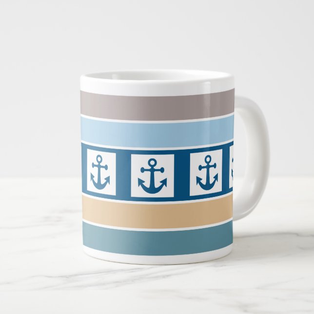 Nautical Anchor & Stripes mugs (Front Right)