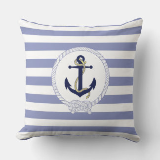 Nautical anchor/stripes/Nautical anchor emblem Cushion