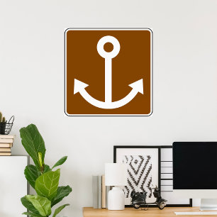Nautical Anchor Symbol Brown Marina Sign