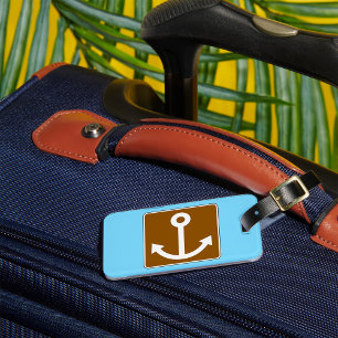 Nautical Anchor Symbol Brown Marina Sign Luggage Tag