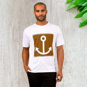Nautical Anchor Symbol Brown Marina Sign T-Shirt