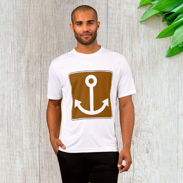 Nautical Anchor Symbol Brown Marina Sign T-Shirt (Creator Uploaded)