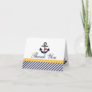 Nautical Anchor Thank You Notes Cards Yellow
