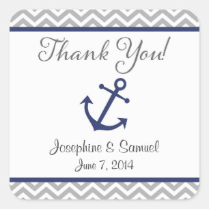 Nautical Anchor Thank You Stickers