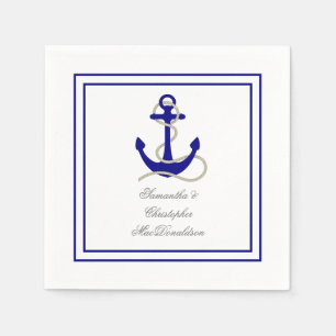 Nautical anchor themed wedding napkin