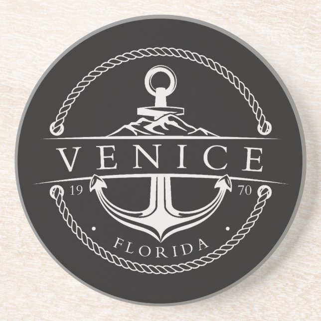 Nautical Anchor Venice Florida 1970 Coaster (Front)
