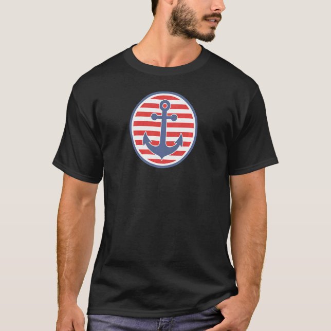 Nautical Anchor Vintage Patriotic Style T-Shirt (Front)