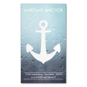 Nautical Anchor Water Drops Magnetic Business Card