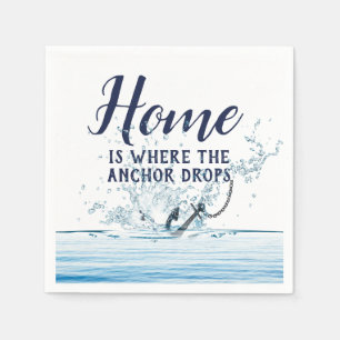 Nautical Anchor Water Splash and Quote  Napkin
