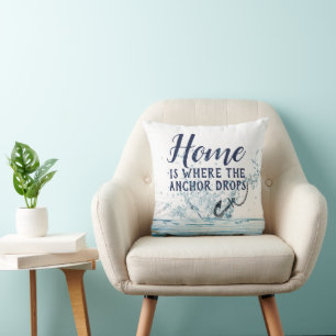 Nautical Anchor Water Splash with Quote  Cushion