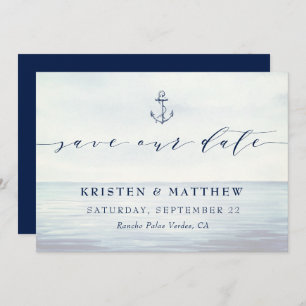 Nautical Anchor Watercolor Ocean Scene  Save The Date