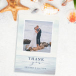 Nautical Anchor Watercolor Ocean Thank You Card<br><div class="desc">Say thank you with this oceanic inspired design featuring a watercolor ocean background with an anchor and a photo from your wedding.</div>