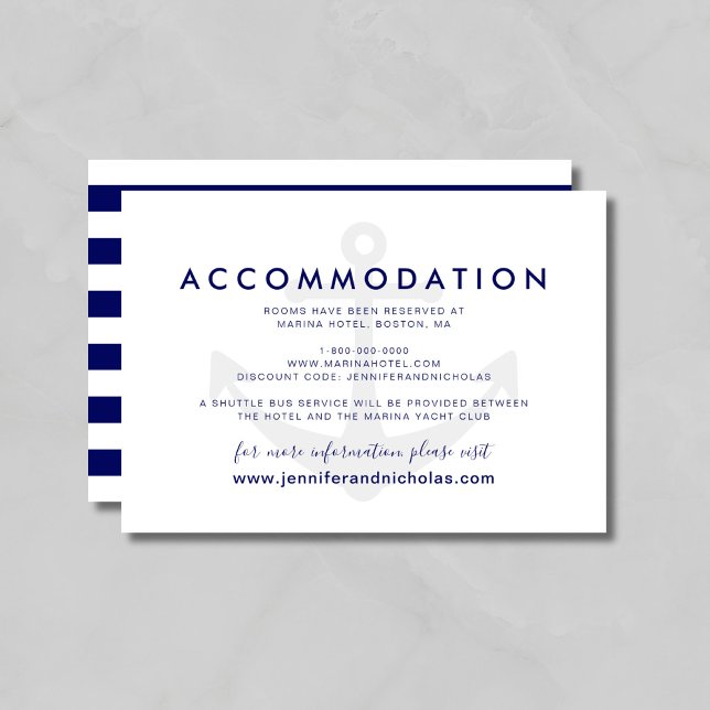 Nautical Anchor Wedding Accommodation Enclosure Card (Nautical Anchor Wedding Accommodation Enclosure Card)