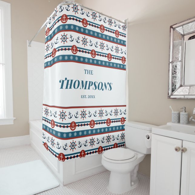 Nautical Anchor Wedding Anniversary Gift Idea Shower Curtain (In Situ)