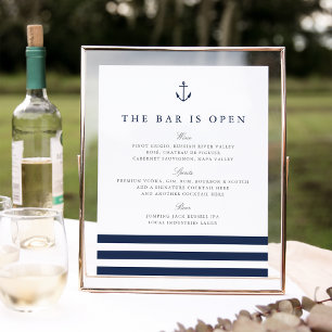 Nautical Anchor Wedding Bar Menu Sign