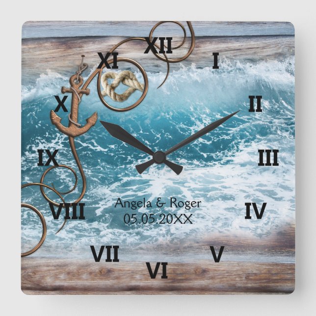 Nautical Anchor Wedding Clock (Front)