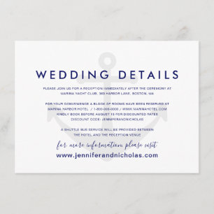 Nautical Anchor Wedding Details Enclosure Card