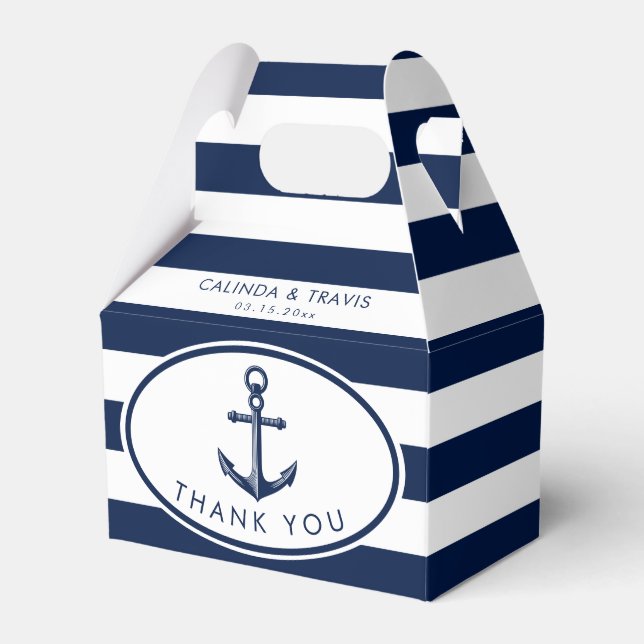 Nautical Anchor Wedding Favour Box (Front Side)