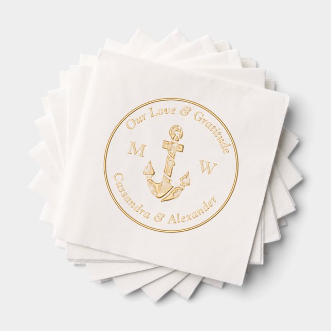Nautical Anchor Wedding Foil Napkins (Insitu (Stacked))