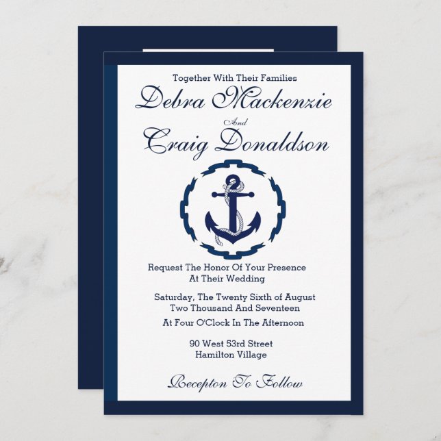 Nautical Anchor, Wedding Invitation (Front/Back)