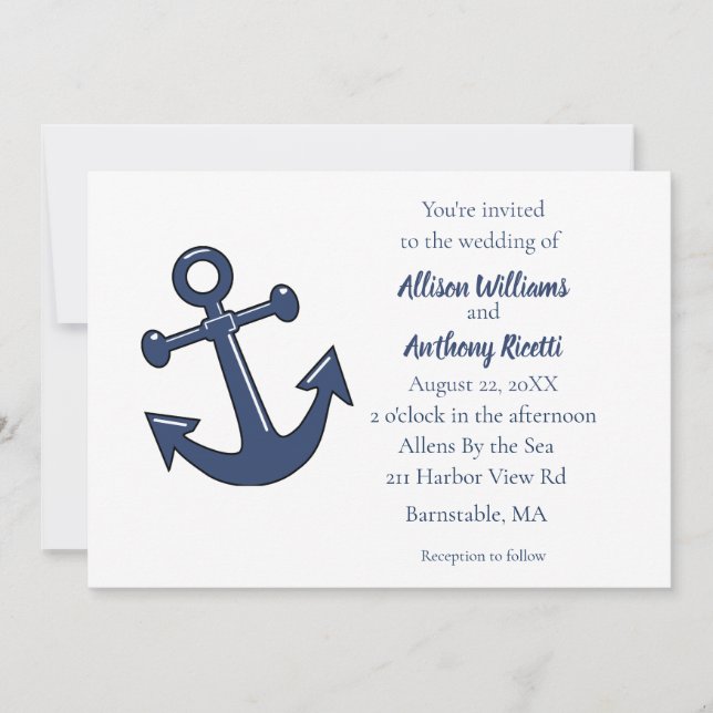 Nautical Anchor Wedding  Invitation (Front)