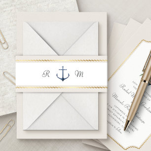 Nautical Anchor Wedding Invitation Belly Band