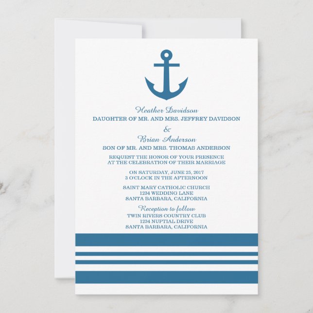 Nautical Anchor Wedding Invite (Front)
