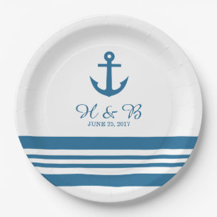 Nautical Anchor Wedding Paper Plates