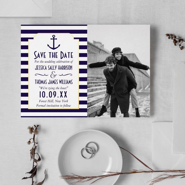 Nautical Anchor Wedding Photo Save The Date Real (Creator Uploaded)