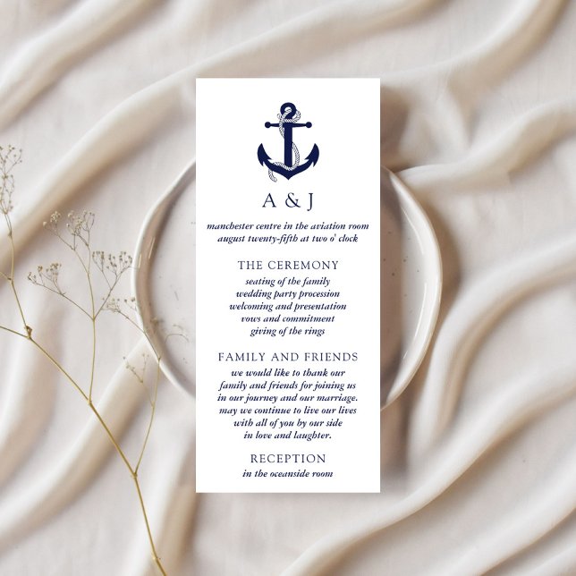 Nautical Anchor Wedding Program Card (Creator Uploaded)