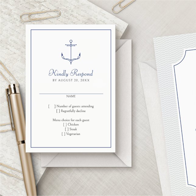 Nautical Anchor Wedding RSVP Card (Creator Uploaded)