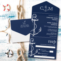 Nautical Anchor Wedding Song Request Navy Blue