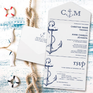 Nautical Anchor Wedding Song Request White Meal All In One Invitation