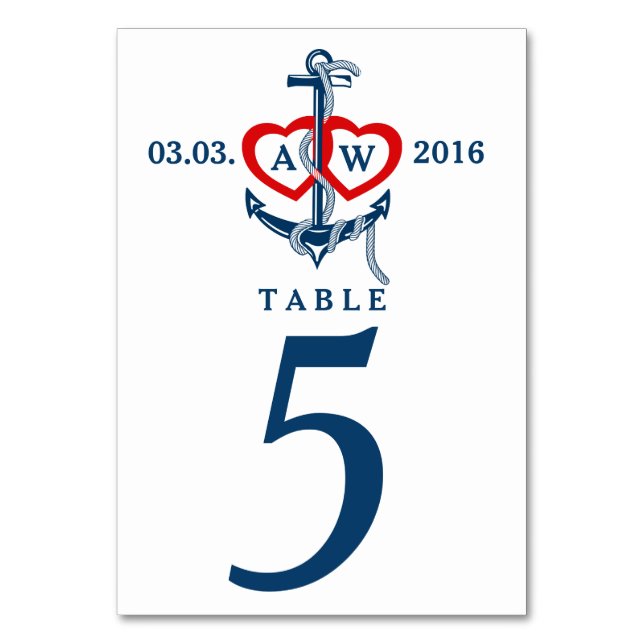 Nautical anchor Wedding table numbers Wedding set (Front)