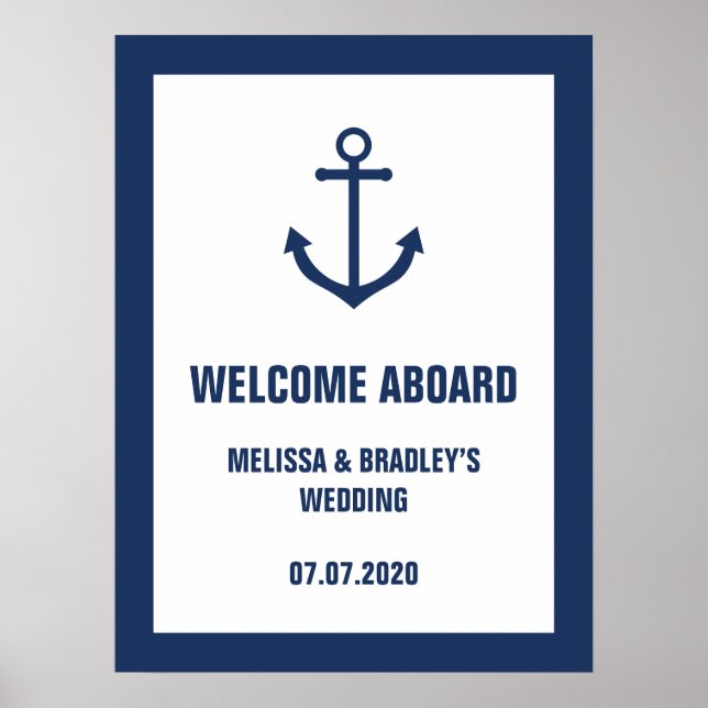 Nautical Anchor Wedding Welcome Aboard Sign (Front)