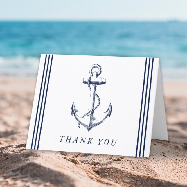 Nautical Anchor White Thank You Card (Creator Uploaded)