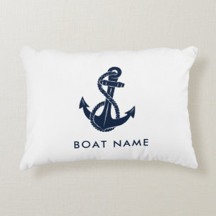 Nautical Anchor with Boat Name Custom Decorative Cushion