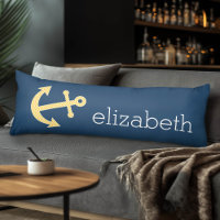Nautical Anchor with Navy Yellow Chevron Pattern