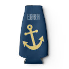 Nautical Anchor with Navy Yellow Chevron Pattern