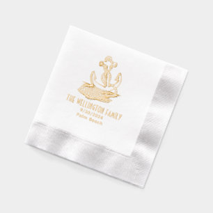 Nautical Anchor with Rope Name Date Location #2 Foil Napkins