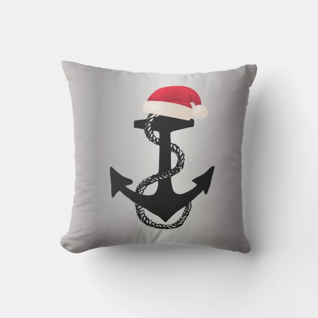 nautical ANCHOR with SANTA HAT | Cushion (Front)