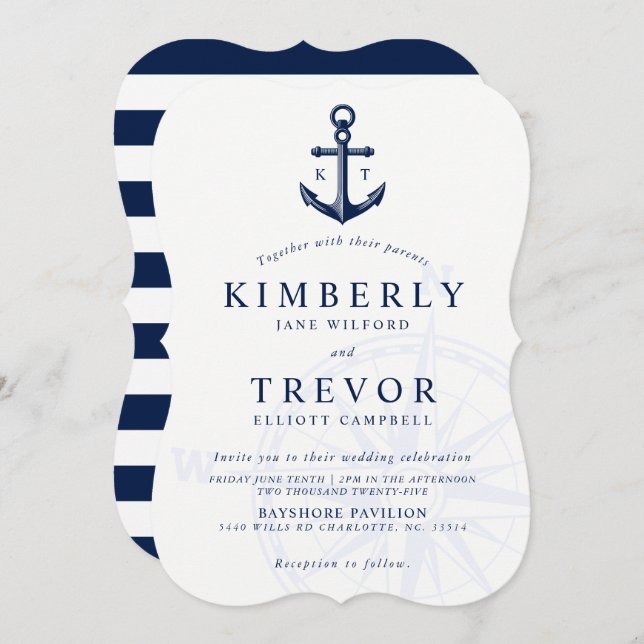 Nautical Anchored Love Wedding Invite (Front/Back)