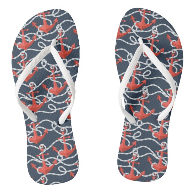 Nautical Anchors And Rope Pattern Jandals (Footbed)