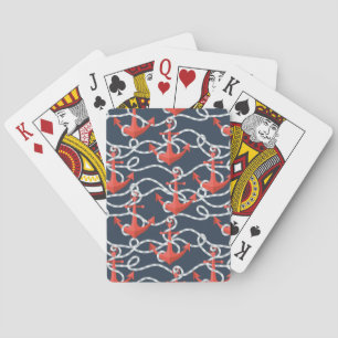 Nautical Anchors And Rope Pattern Playing Cards