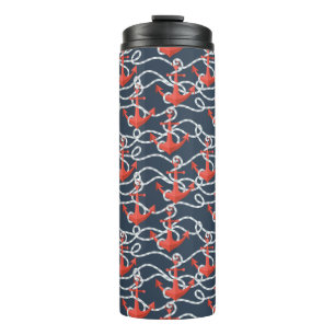 Nautical Anchors And Rope Pattern Thermal Tumbler